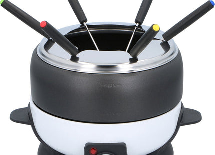 Cuisinier - Deluxe Fondueset - 6 Personen - Elektrisch - RVS - Vleesfondue - Kaasfondue - Chocoladefondue - Zwart Wit - MBDeals.nl