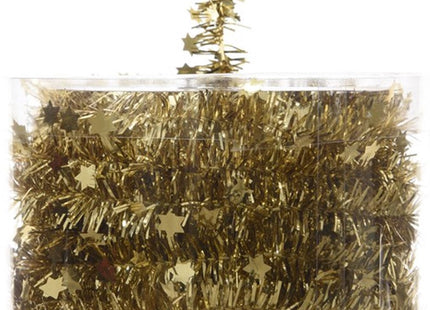 Decoris - Lametta Slinger Guirlande Ster Glans - Licht Goud - 35mmx7m