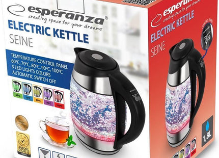 Esperanza - Glazen Waterkoker - 5 Kleuren LED Verlichting - 1.7L Inhoud - 5 Temperatuurinstellingen