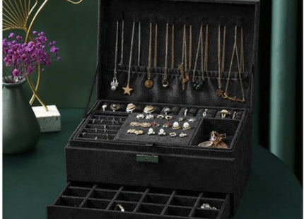 Soulima - Sieradenkoffer - Zwart - Met Sleutel - 11,5 X 24,5 X 17,5 Cm