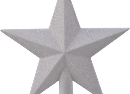 Decoris - Piek Plastic Ster - Glitter - Wit - 19x19cm