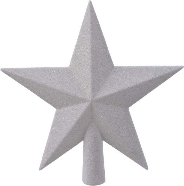 Decoris - Piek Plastic Ster - Glitter - Wit - 19x19cm