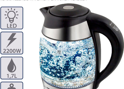 Esperanza - Glazen Waterkoker - 5 Kleuren LED Verlichting - 1.7L Inhoud - 5 Temperatuurinstellingen