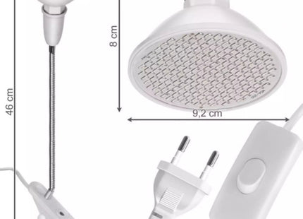 LED Kweeklamp - Bloeilamp Voor Planten - 200 LEDs - E27 Fitting - Met Klemhouder