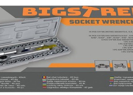 Bigstren - Doppensleutelset - 40-Delig - Maten van 4 Mm tot 16 Mm - Afmetingen 25x14x5 Cm