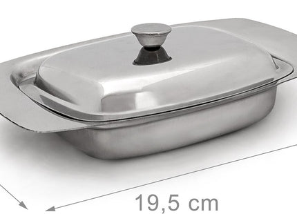 Relaxdays - Boterschaal - Voor 250 G Boter - RVS - Zilverkleurig