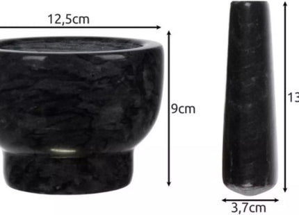Ruhhy - Marmeren Vijzel - 12.5 X 9 Cm - 2 Kg - Inclusief Stamper van 13.5 X 3.7 Cm