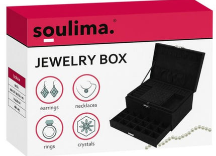 Soulima - Sieradenkoffer - Zwart - Met Sleutel - 11,5 X 24,5 X 17,5 Cm