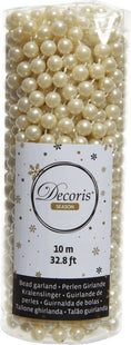 Decoris kerstslinger met kralen in champagne, 10 meter x 0,8 cm