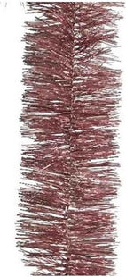 Decoris kerstslingers oud roze van lametta folie, 270 x 7 cm, 2 stuks