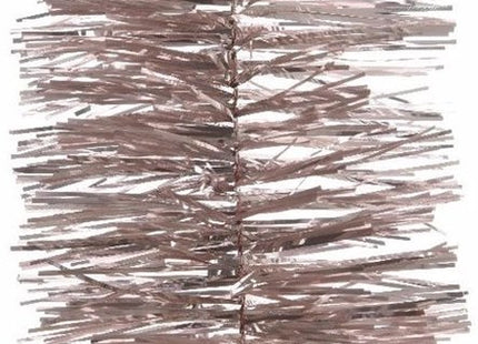 Decoris kerstslingers lichtroze, 2 stuks van 270 cm, glanzende folie