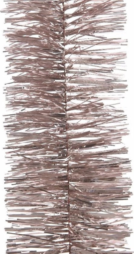 Decoris kerstslingers lichtroze, 2 stuks van 270 cm, glanzende folie