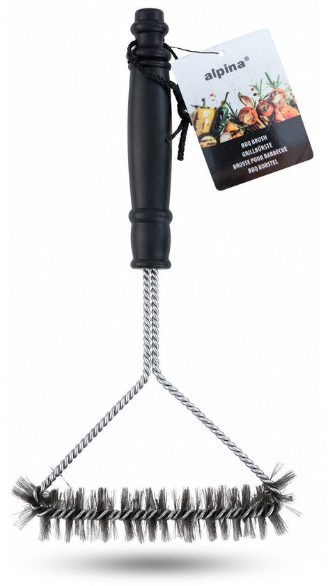 Alpina BBQ borstel met brede kop en kunststof handvat, 17 x 30 cm zwart