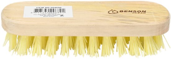 Benson schrobborstel met houten handvat 20 cm, rechthoekig en bruin
