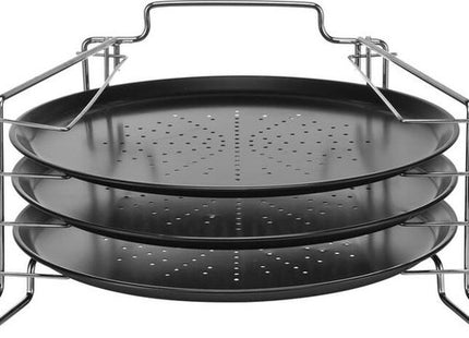 Pizza bakset met rek en 3 bakplaten van 31 cm, zwart