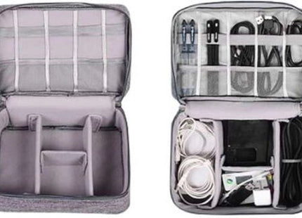 Trizand reisorganizer voor kabels en opladers, waterdicht, 9 vakken, grijs