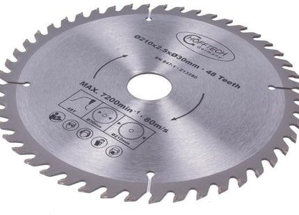 Hofftech zaagblad cirkelzaag 210x30 mm, 48 tanden, inclusief verloopringen