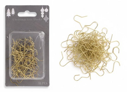 Kerstbalhaakjes goud van metaal, 100 stuks, 3,5 cm