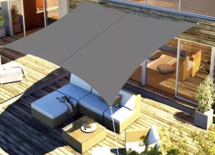 Schaduwdoek 3 x 2 m rechthoekig grijs waterdicht met roestvrijstalen ringen