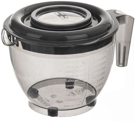 Orion keuken mengkom 2,5 liter met deksel, schenktuit en antislipvoetjes, grijs