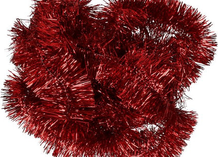 Decoris kerstslingers rood lametta 270 cm glanzend, set van 2