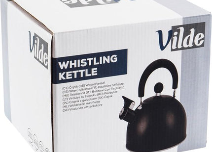 Vilde fluitketel edelstaal mat zwart 2 liter voor gas en inductie
