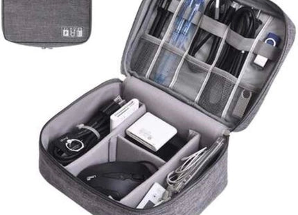 Trizand reisorganizer voor kabels en opladers, waterdicht, 9 vakken, grijs