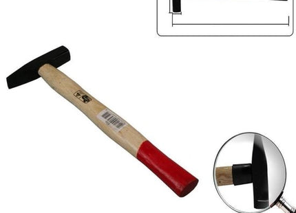 Benson bankhamer 100 gram met houten steel en zwart gelakte kop, 25,5 cm