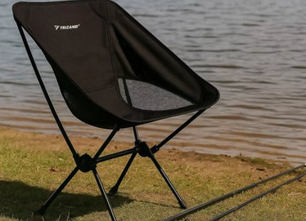 Trizand opvouwbare campingstoel zwart tot 120 kg met transporthoes