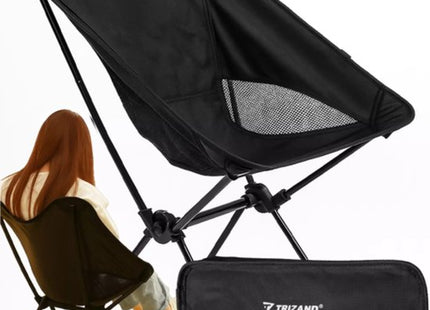 Trizand opvouwbare campingstoel zwart tot 120 kg met transporthoes
