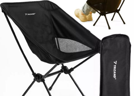 Trizand opvouwbare campingstoel zwart tot 120 kg met transporthoes