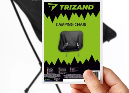 Trizand opvouwbare campingstoel zwart tot 120 kg met transporthoes