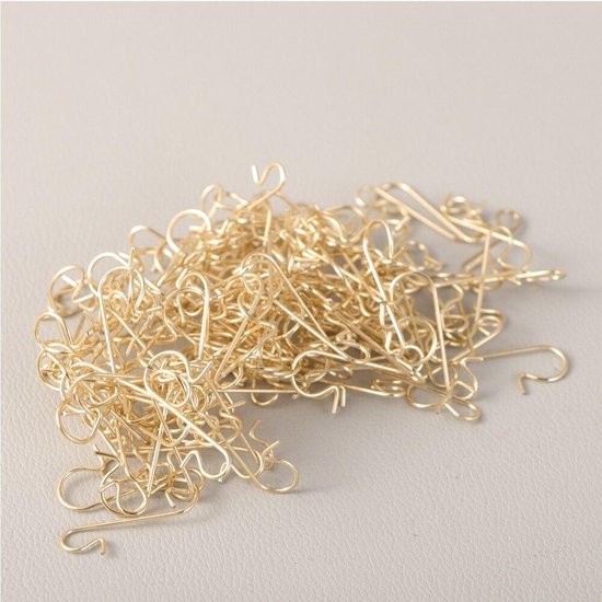 Kerstbalhaakjes goud van metaal, 150 stuks, ca. 3,5 cm lang