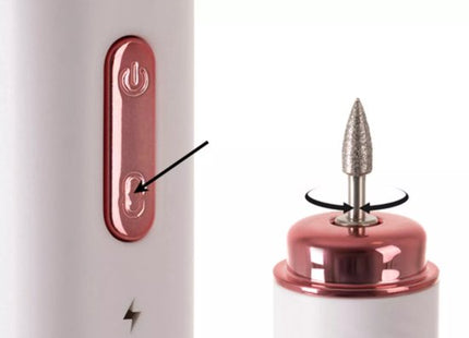 Draadloze nagelfrees voor manicure en pedicure met 6 frezen en opbergcase, wit