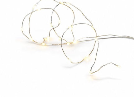 STEGGER lichtsnoer op batterij met 20 leds warm wit en zilverdraad van 95 cm