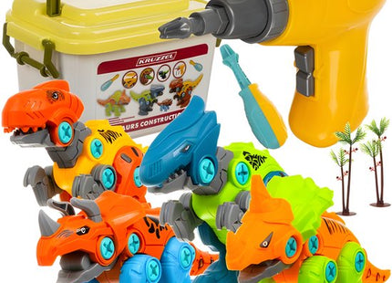 Kruzzel dinosaurus bouwset 4-in-1 met schroevendraaier, 85 bouwblokken