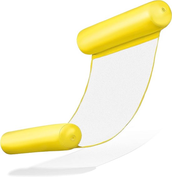 Waterhangmat opblaasbaar geel voor volwassenen en kinderen, 110 x 80 cm