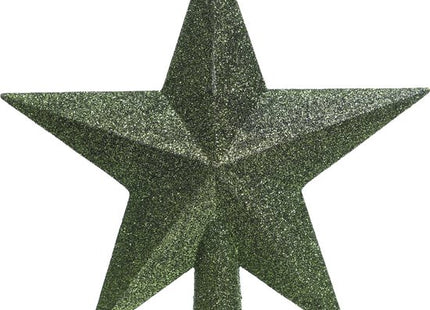 Decoris kerstboompiek ster donkergroen met glitters 19 x 19 cm