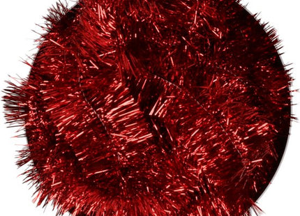 Decoris kerstslingers rood lametta 270 cm glanzend, set van 2