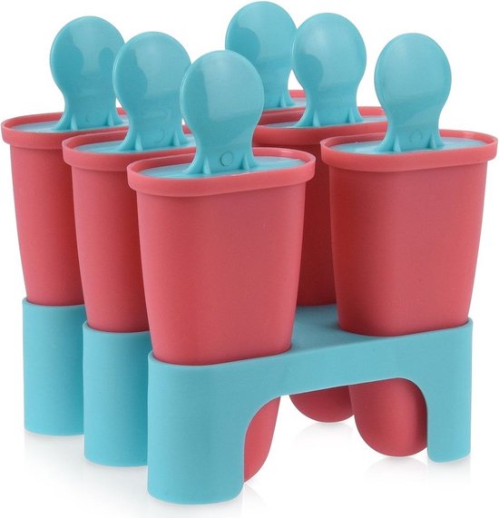 Vilde ijslolly vormen 6 stuks met stokjes en standaard, roze