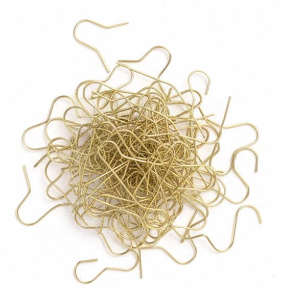 Kerstbalhaakjes goud van metaal, 100 stuks, 3,5 cm