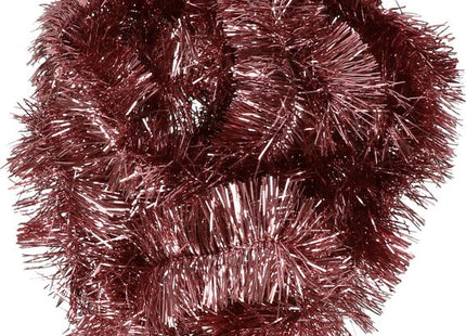 Decoris kerstslingers oud roze van lametta folie, 270 x 7 cm, 2 stuks