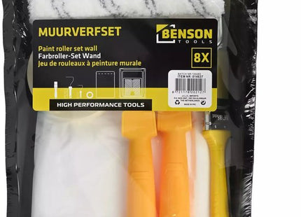 Benson muurverfset 8-delig met verfrollers, kwast, verfbak en afplaktape