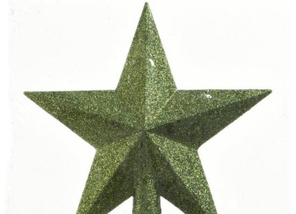 Decoris kerstboompiek ster donkergroen met glitters 19 x 19 cm