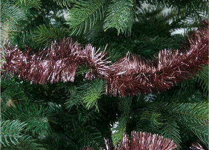 Decoris kerstslingers oud roze van lametta folie, 270 x 7 cm, 2 stuks