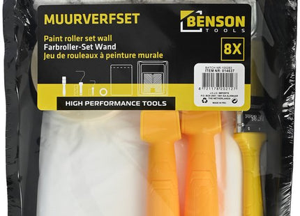 Benson muurverfset 8-delig met verfrollers, kwast, verfbak en afplaktape