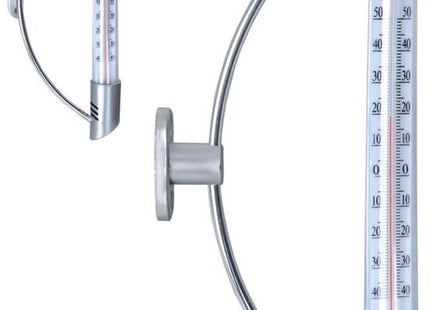 Orion buitenthermometer analoog van roestvrij staal voor aan de muur, 24 cm