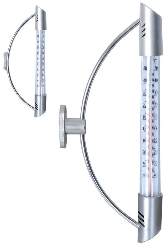 Orion buitenthermometer analoog van roestvrij staal voor aan de muur, 24 cm