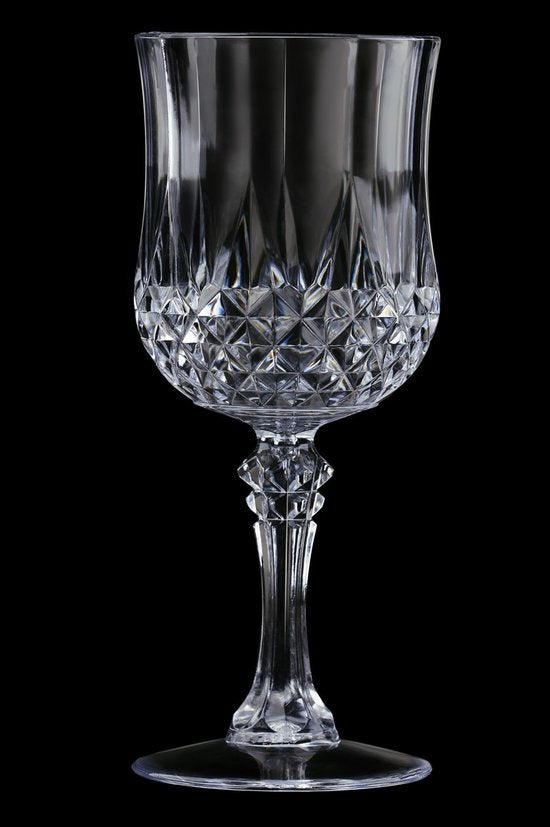 Plastic wijnglazen met steel 200 ml transparant, set van 6 stuks