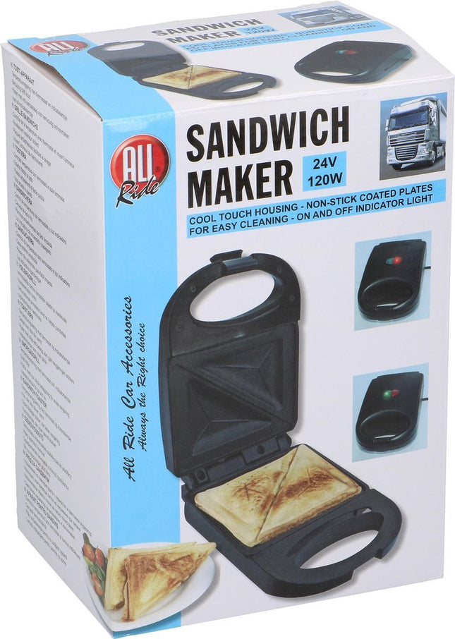 All - Ride - Tosti Apparaat - 24 Volt - Voor in de Vrachtwagen - Non - Stick Coating - Zwart - MBDeals.nl